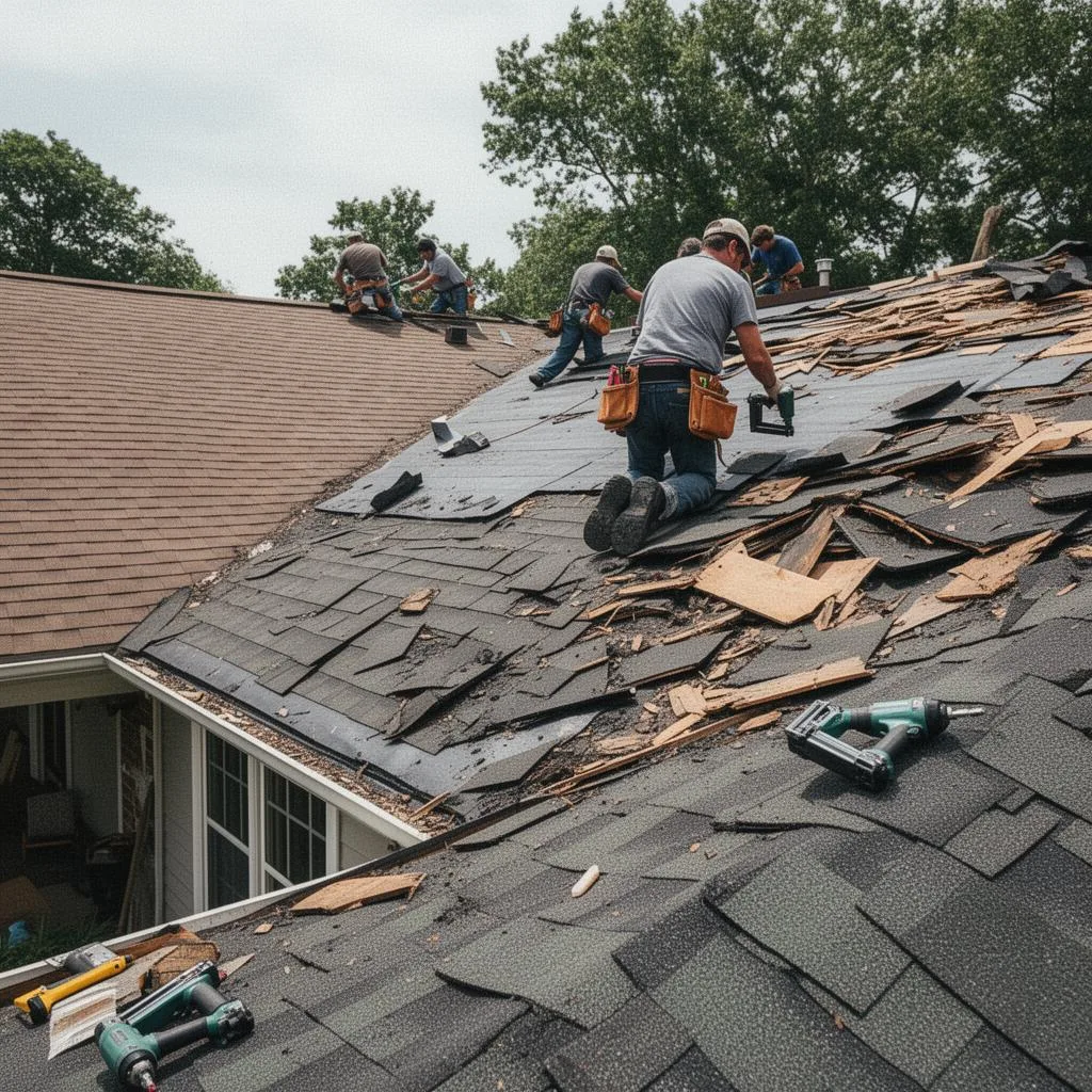 Roof repair work in Garland, TX