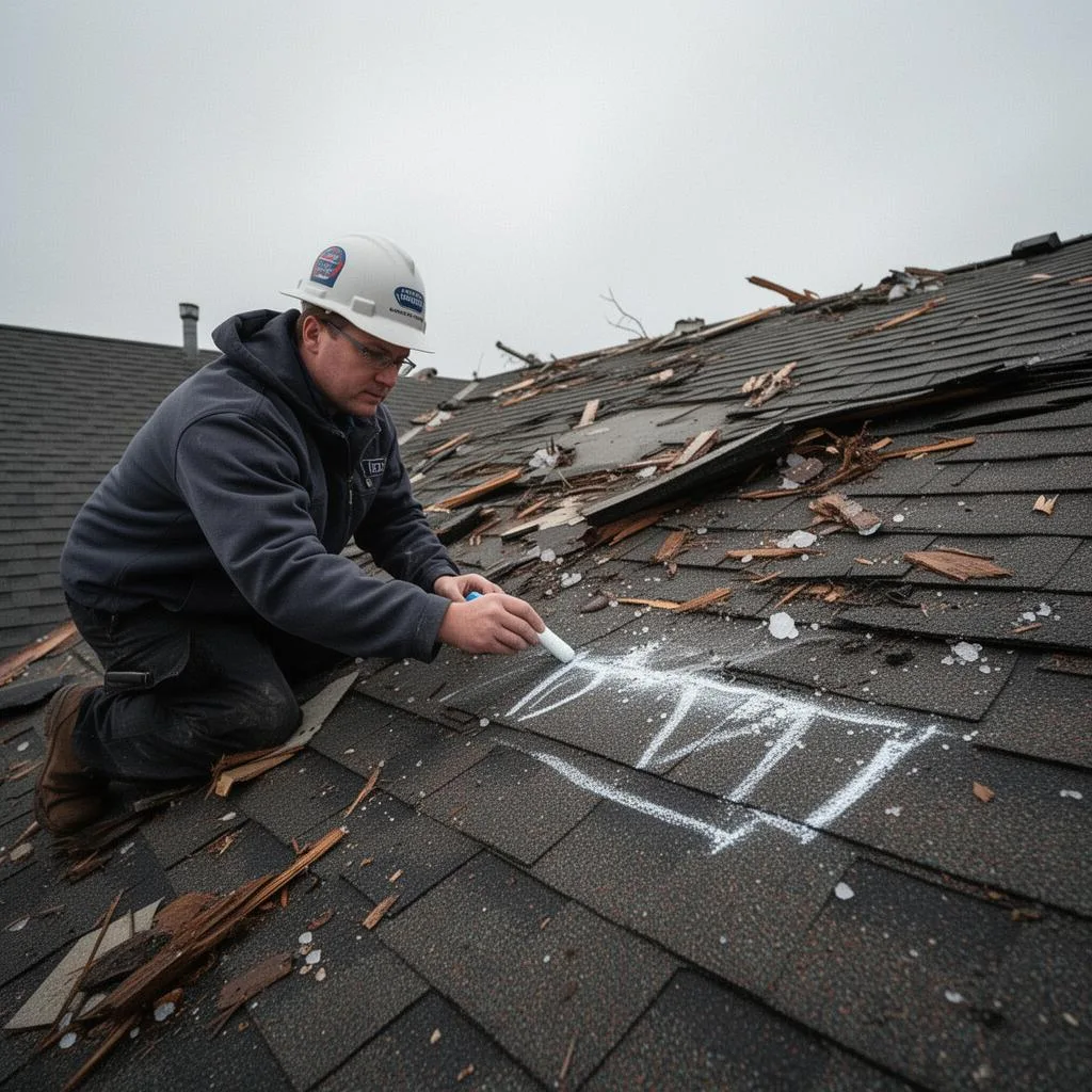 Documented storm damage in Garland, TX