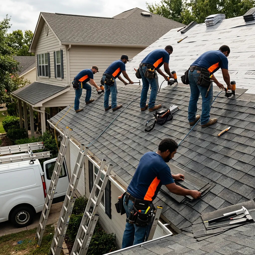 Garland Roofing Co. team on a job site